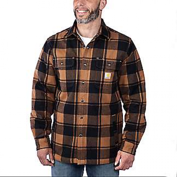 RELAXED FIT HEAVYWEIGHT FLANNEL SHERPA-LINED SHIRT...