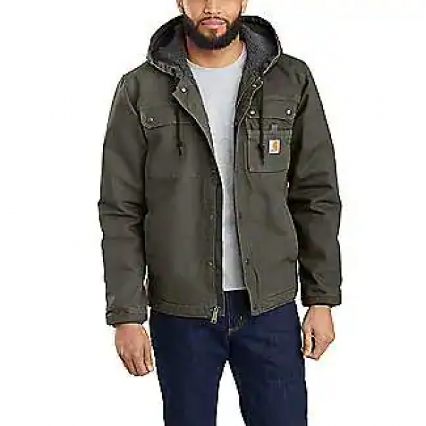 RELAXED FIT WASHED DUCK SHERPA-LINED UTILITY JACKE...