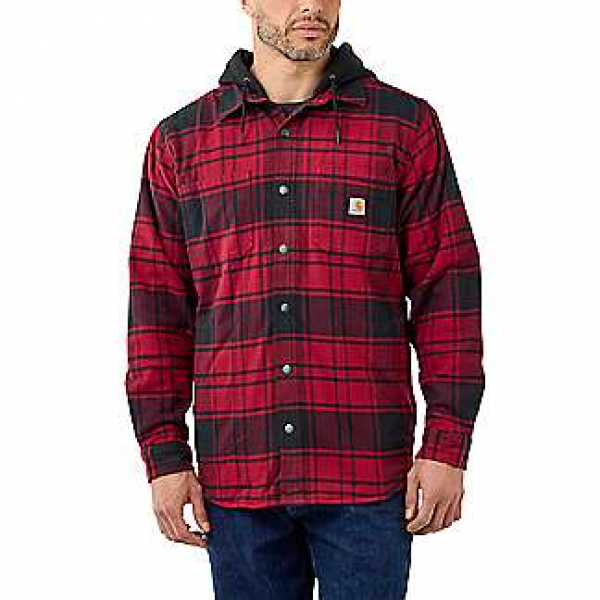 RUGGED FLEX™ RELAXED FIT FLANNEL FLEECE LINED HOODED SHIRT JAC