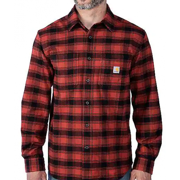 RUGGED FLEX™ RELAXED FIT MIDWEIGHT FLANNEL LONG-SLEEVE PLAID SHIRT